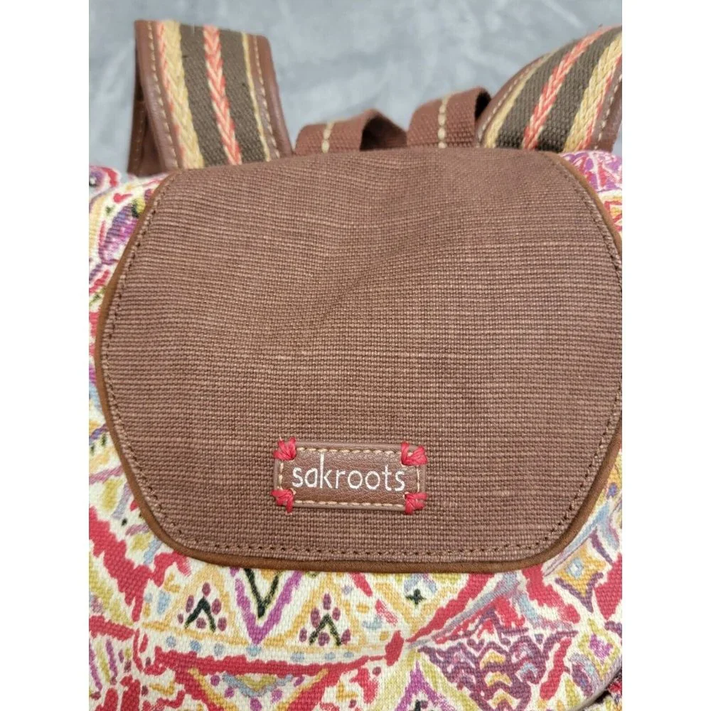 Sakroots Artist‎ Circle Flap Backpack Bag With Matching Pouch, Drawstring